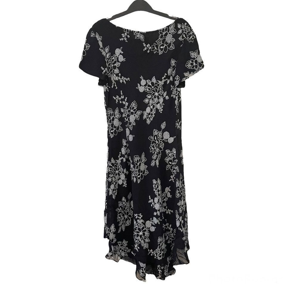 Donna Ricco Black & White Floral Print Summer Dress 10 - Picture 3 of 5